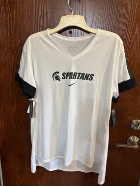 Nike Dri-Fit Spartans White V-Neck Men's Shirt XXL NWT